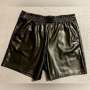 High-waisted Black Vegan Leather Short. Dress it Up with Heels or cute booties!